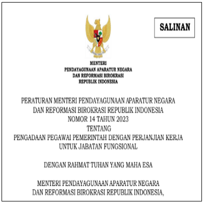 Permen PANRB Nomor 14 Tahun 2023 tentang Pengadaan PPPK Jabatan Fungsional 1 Permen PANRB Nomor 14 Tahun 2023 tentang Pengadaan PPPK Jabatan Fungsional