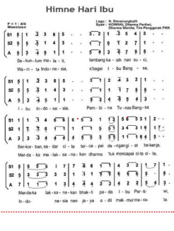 Lirik Lagu Hymne Hari Ibu dan Mars Hari Ibu Lengkap Dengan Partiturnya 3 Partitur Mars Hari Ibu