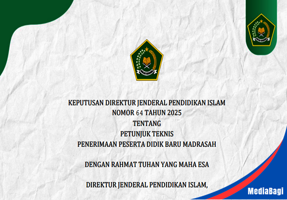Juknis PPDB Madrasah Tahun Ajaran 2025/2026 1 Kepdirjen Pendis Nomor 64 Tahun 2025 tentang Juknis PPDB Madrasah Tahun 2025