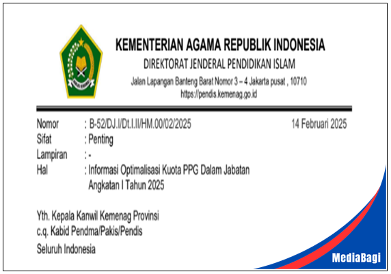 SE Optimalisasi Kuota PPG Dalam Jabatan Angkatan I Tahun 2025 1 SE Optimalisasi Kuota PPG Dalam Jabatan Angkatan I Tahun 2025