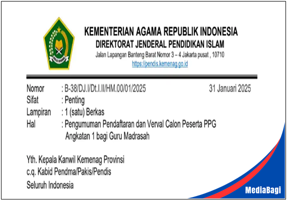 SE Pengumuman Pendaftaran dan Verval Calon Peserta PPG Angkatan 1 Guru Madrasah 2025 1 SE Pengumuman Pendaftaran dan Verval Calon Peserta PPG Angkatan 1 Guru Madrasah 2025
