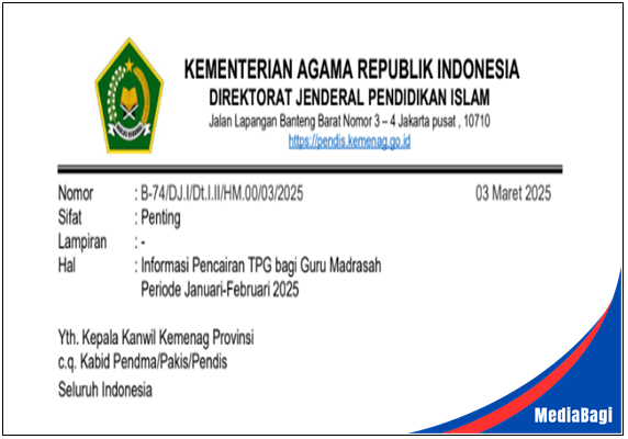 SE Pencairan TPG bagi Guru Madrasah Periode Januari-Februari 2025 1 SE Pencairan TPG bagi Guru Madrasah Periode Januari-Februari 2025