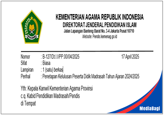 SE Penetapan Tanggal Kelulusan Tahun Ajaran 2024/2025 Madrasah 1 SE Penetapan Tanggal Kelulusan Tahun Ajaran 2024/2025 Madrasah