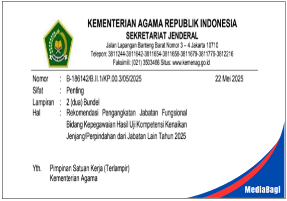 Surat Rekomendasi Pengangkatan Jabatan Fungsional Bidang Kepegawaian Kemenag 2025 1 Surat Rekomendasi Pengangkatan Jabatan Fungsional Bidang Kepegawaian Kemenag 2025