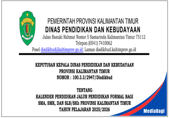 Kalender Pendidikan Provinsi Kalimantan Timur 2025/2026 1 Kalender Pendidikan Provinsi Kalimantan Timur 2025/2026