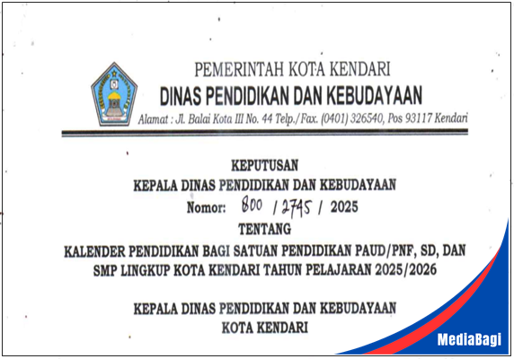 Kalender Pendidikan Kota Kendari TA 2025/2026 1 Kalender Pendidikan Kota Kendari TA 2025/2026