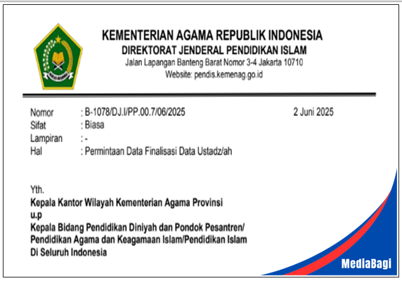 Surat Edaran Permintaan Data Finalisasi Data Ustadz Ustadzah 2025 1 Surat Edaran Permintaan Data Finalisasi Data Ustadz Ustadzah 2025