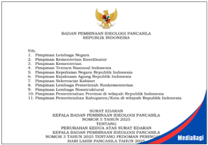 Surat Edaran KaBPIP Nomor 5 Tahun 2025 tentang Pedoman Peringatan Hari Lahir Pancasila 2025 (Perubahan Kedua) 1 Surat Edaran KaBPIP Nomor 5 Tahun 2025 tentang Pedoman Peringatan Hari Lahir Pancasila 2025 (Perubahan Kedua)